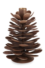 Bizzotto Portacandela di Natale Harriet 1 Posto a Forma di Pigna H 16 Cm D 13 Cm Metallo Marrone