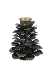 Bizzotto Portacandela di Natale Harriet 1 Posto a Forma di Pigna H 8,5 Cm D 7 Cm Metallo Verde