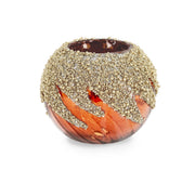 Bizzotto Portavelas Navideño Vortex Vidrio Marrón D 8 Cm Oro