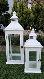 BONTURI CASA HOME DECORATION Juego de 2 Linternas 16 x 16 x 42 Cm 22 x 22 x 60 Cm Blanco