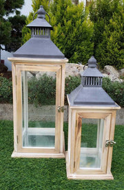 BONTURI CASA HOME DECORATION Juego de 2 Linternas 16 x 16 x 42 Cm 22 x 22 x 60 Cm Natural
