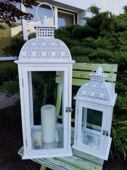BONTURI CASA HOME DECORATION Juego de 2 Linternas 24 x 24 x 64 Cm 18 x 18 x 42 Cm Blanco