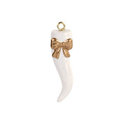Cupido&Co. Cuerno Blanco con Moño Oro Alt. 47 mm para Colgar Ideal Bombonera