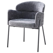 Dimo Poltrona Iris en Tela Gris con Patas en Metal – Silla de Decoración Diseño Moderno