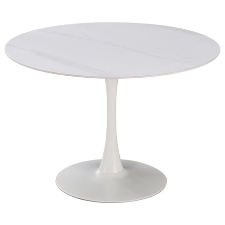 di mo commerciale di mo commerciale tavolo parker d 110 cm rotondo piano in ceramica bianco lucido 11 mm con gamba in metallo ean 8010402524297