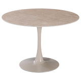 di mo commerciale di mo commerciale tavolo parker d 110 cm rotondo piano in ceramica travertino opaco 11 mm con gamba in metallo ean 8010402524280