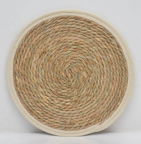di mo di mo tovaglietta tammy d 38 cm in corda di paglia naturale con bordo in cotone sabbia sottopiatto decorativo ean 8010402495481
