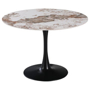 Dimo Parker Mesa Redonda Ø 110 cm Cerámica Marrón Beige Brillo