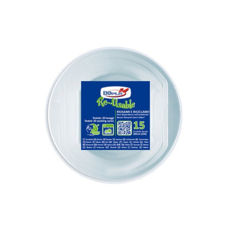 Servi con praticità: scodelle Dopla Reusable in PS trasparente da 300 ml, lavabili 20 volte. Ideali per catering ed eventi. 15 pz