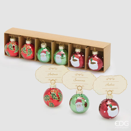 edg enzo de gasperi edg enzo de gasperi addobbo palla babbo natale vetro ass d 4 cm cf 6 pz verde rosso ean 8059824525598