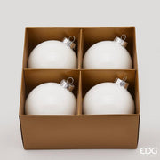 EDG Enzo De Gasperi Adorno Bola de Navidad Cristal D 10 Cm Paq 4 Uds Blanco