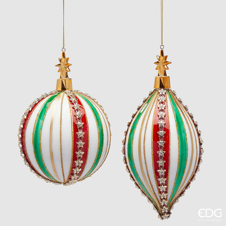 edg enzo de gasperi edg enzo de gasperi addobbo palla fuso stelle di natale h 19 cm d 10 cm white red 1 pz ean 8059824399908