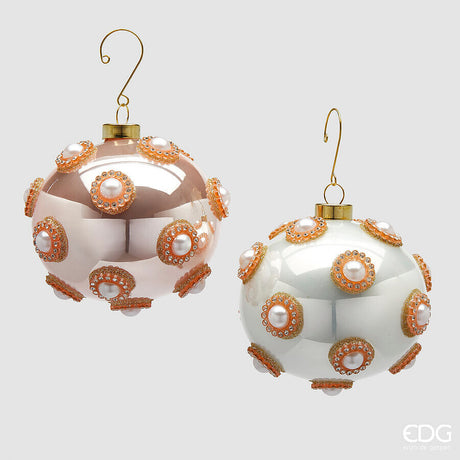 edg enzo de gasperi edg enzo de gasperi addobbo palla natale con perle e strass ass d 10 cm white pink 1 pz ean 8059824508508