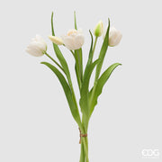 EDG Enzo De Gasperi Ramo Tulipán Cerrado X4 H 40 Cm con Capullo Blanco