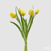 EDG Enzo De Gasperi Ramo de Tulipán Cerrado X4 Alt 40 Cm con Botón Amarillo