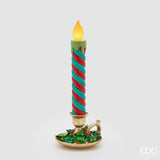 edg enzo de gasperi edg enzo de gasperi candela a led con piattino di natale h 45 cm d 18 cm verde rosso ean 8059824563415