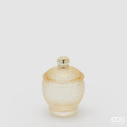 Contenedor Decorativo EDG Enzo De Gasperi Micro Cuadrículas Bombato H 11,5 Cm D 8,5 Cm Amarillo
