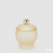 Contenedor Decorativo EDG Enzo De Gasperi Micro Cuadraditos Bombé H 14,5 Cm D 10,5 Cm Amarillo