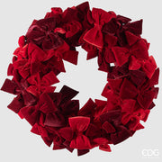 EDG Enzo De Gasperi Decoro Corona D 76 Cm Fiocchi Ghirlanda Natalizia Velluto Rosso
