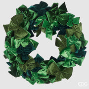 EDG Enzo De Gasperi Decoro Corona D 76 Cm Fiocchi Ghirlanda Natalizia Velluto Verde