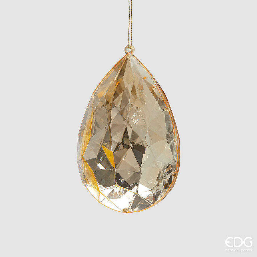 edg enzo de gasperi edg enzo de gasperi decoro diamante goccia di natale da appendere h 15 cm l 10 cm l 6 cm pp champagne ean 8059824534408