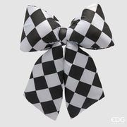 EDG Enzo De Gasperi Decoración Lazo de Navidad H 63 Cm L 62 Cm Terciopelo Blanco Negro