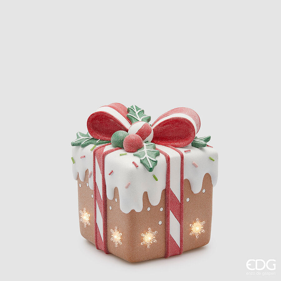 edg enzo de gasperi edg enzo de gasperi decoro pacco regalo marzapane natale led h 26 cm l 21 cm l 21 cm multicolo ean 8059824566980