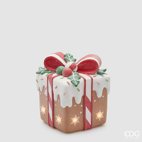 edg enzo de gasperi edg enzo de gasperi decoro pacco regalo marzapane natale led h 26 cm l 21 cm l 21 cm multicolo ean 8059824566980