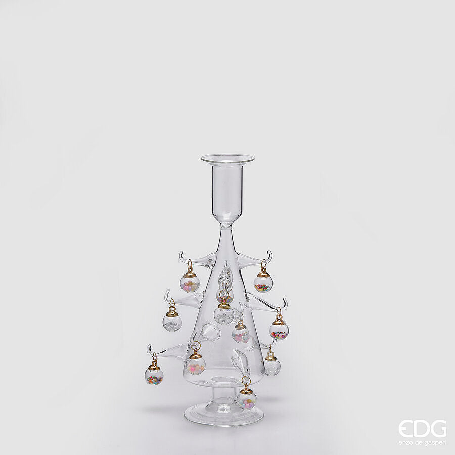 edg enzo de gasperi edg enzo de gasperi decoro portacandela pino natalizio con decori h 22 cm vetro scatola bianco ean 8059824571892