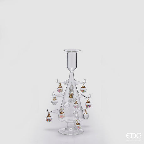edg enzo de gasperi edg enzo de gasperi decoro portacandela pino natalizio con decori h 22 cm vetro scatola bianco ean 8059824571892