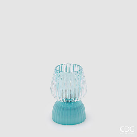 edg enzo de gasperi edg enzo de gasperi lampada da tavolo biforma a righe led h 13 cm d 9 cm ip20 celeste ean 8059824630414
