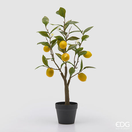 edg enzo de gasperi edg enzo de gasperi limone con vaso e foglie x6 pianta artificiale h 60 cm verde giallo ean 8059824634832
