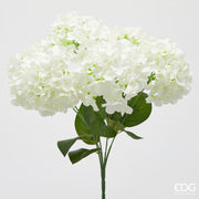 EDG Enzo De Gasperi Hortensia Ramo x6 con Hojas A 50 Cm Planta Artificial Color Blanco