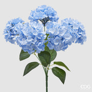 EDG Enzo De Gasperi Hortensia Ramo x6 con Hojas H 50 Cm Planta Artificial Color Celeste