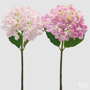 EDG Enzo De Gasperi Hortensia Rama con Hojas Variada Alt. 50 Cm Planta Artificial Rosa Claro o Oscuro 1 Uds