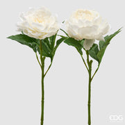 EDG Enzo De Gasperi Peonía Rama con Hojas Variadas H 58 Cm Planta Artificial Blanca 1 Pieza