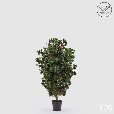 edg enzo de gasperi edg enzo de gasperi pianta artificiale agrifoglio h 129 cm con bacche e vaso anti uv verde per interno ed esterno ean 8059824655301