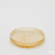 Plato Decorativo EDG Enzo De Gasperi Micro Cuadrículas Redondo H 2,5 Cm D 16 Cm Vidrio Amarillo