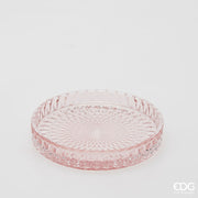 EDG Enzo De Gasperi Plato Decorativo Micro Cuadrícula Redondo H 2,5 Cm D 16 Cm Vidrio Rosa
