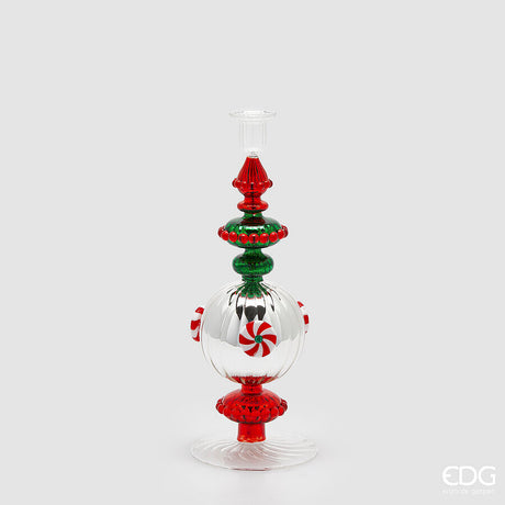 edg enzo de gasperi edg enzo de gasperi portacandela candy di natale h 33 cm green red ean 8059824510242