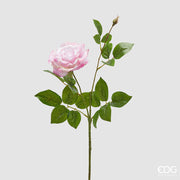 EDG Enzo De Gasperi Rosa Gloria Rama con Hojas y Capullo H 60 Cm Planta Artificial Rosa