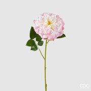 EDG Enzo De Gasperi Rosa Jumbo Rama con Hojas H 80 Cm Ø 18 Cm Planta Artificial Color Crema Rosa