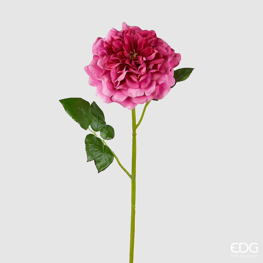 edg enzo de gasperi edg enzo de gasperi rosa jumbo ramo con foglie h 80 cm d 18 cm pianta artificiale colore rosa scuro ean 8059824490407