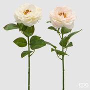 EDG Enzo De Gasperi Rosa Rama con Hojas Variado. H 58 Cm Planta Artificial Blanco Rosa 1 Uds