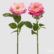 EDG Enzo De Gasperi Rosa Rama con Hojas Varias H 58 Cm Planta Artificial Rosa Crema 1 Uds