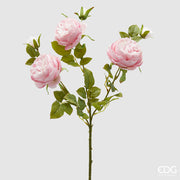 EDG Enzo De Gasperi Rosa Sonia Rama x3 con Hojas y Capullo H 65 Cm Planta Artificial Rosa