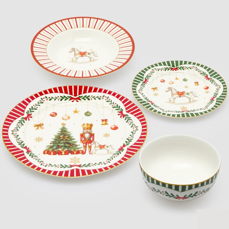 edg enzo de gasperi edg enzo de gasperi servizio piatti natale xmas 24 pz in ceramica rosso verde piano fondo dessert e ciotole ean 8059824668127
