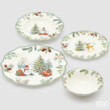 edg enzo de gasperi edg enzo de gasperi servizio piatti pino innevato di natale 24 pz ceramica verde mix piano fondo dessert e ciotole ean 8059824668097