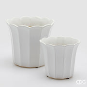 EDG Enzo De Gasperi Set 2 Maceteros Cachepot Bellflower Blanco Cerámica