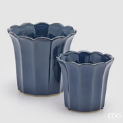 EDG Enzo De Gasperi Set 2 Maceteros Cachepot Campanilla Azul Cerámica